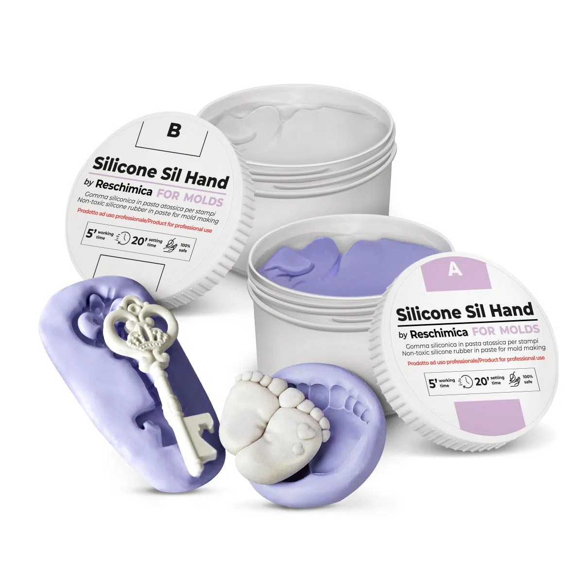 RESCHIMICA Silicona para Moldes 1:1 en Pasta Moldeable SIL HAND (250 gr) Silicona Platino no Tóxica Ideal para Molde Dental, Podología, Cera y Resina