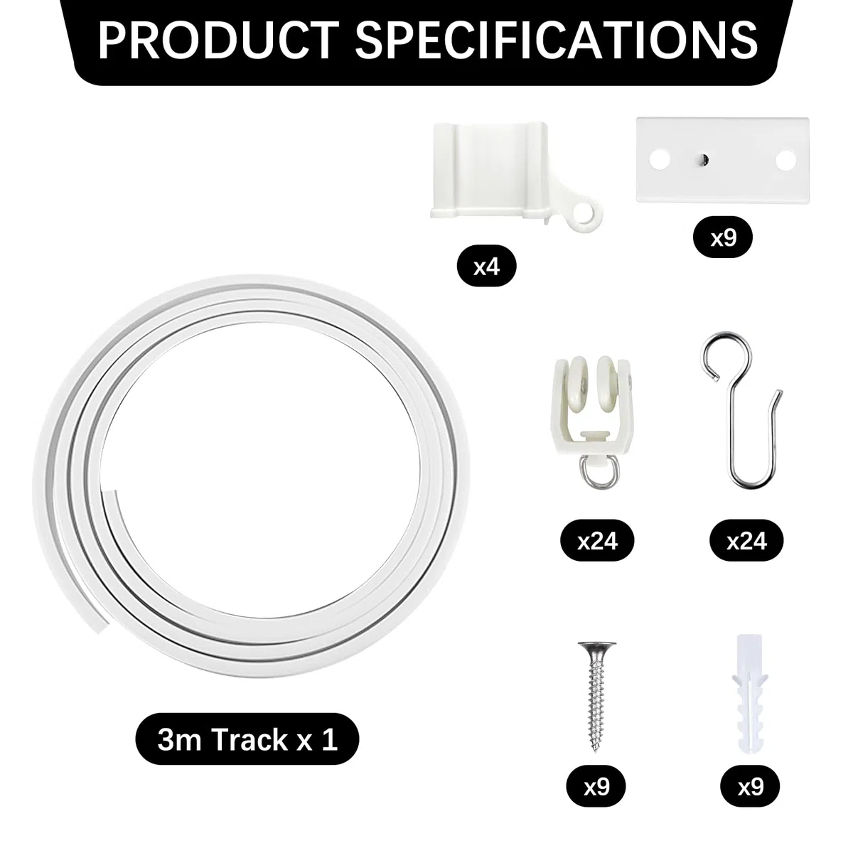 Riel de cortina de techo flexible de 3 m, riel de cortina curvado con ruedas silenciosas, ideal para ventanas de ducha, separadores de habitaciones de autocaravanas, privacidad y decoración del hogar