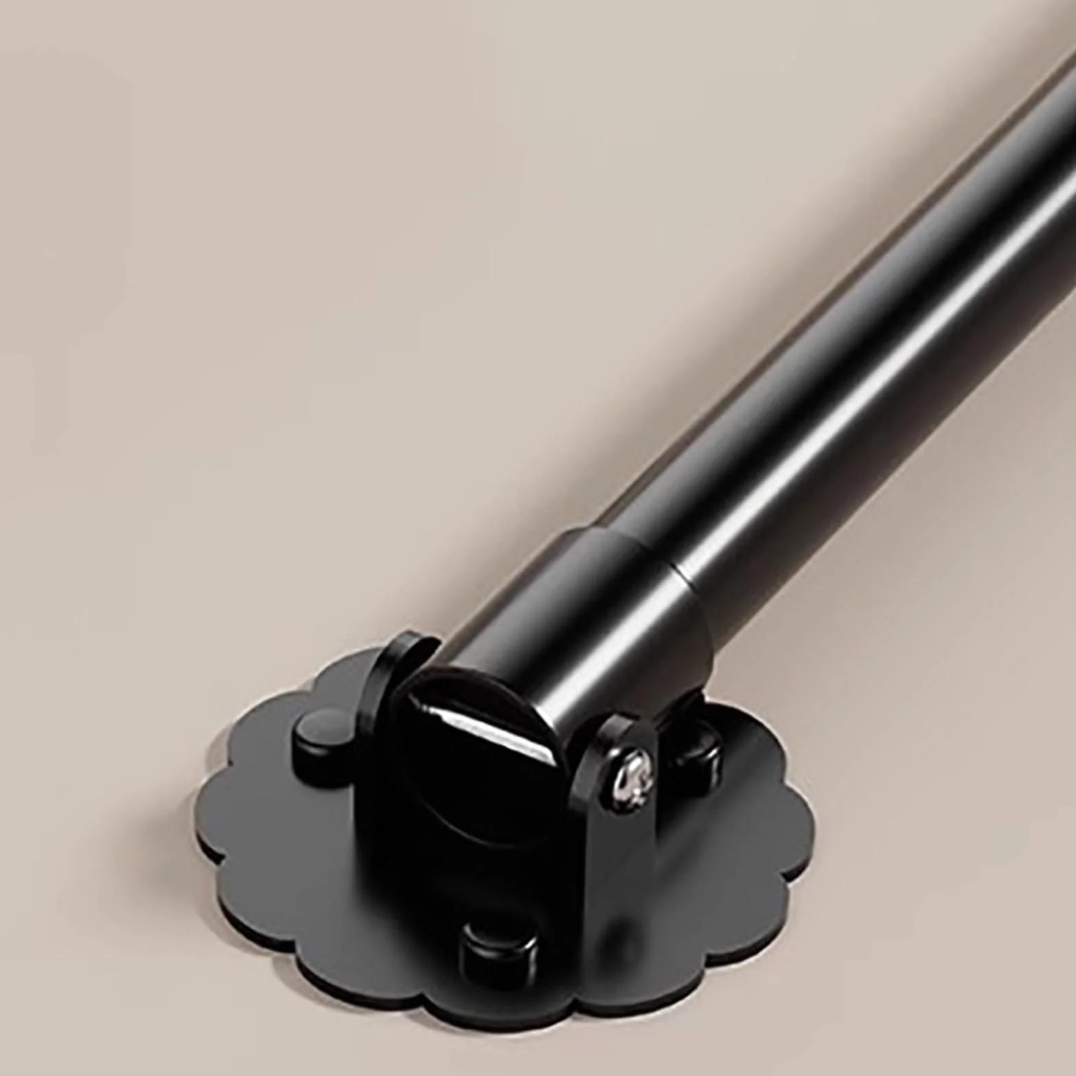 Soporte ajustable de acero inoxidable para barra de ducha giratorio de 180°, soporte para armario sin taladrar para paredes en ángulo, se adapta a 29-45 pulgadas (negro)