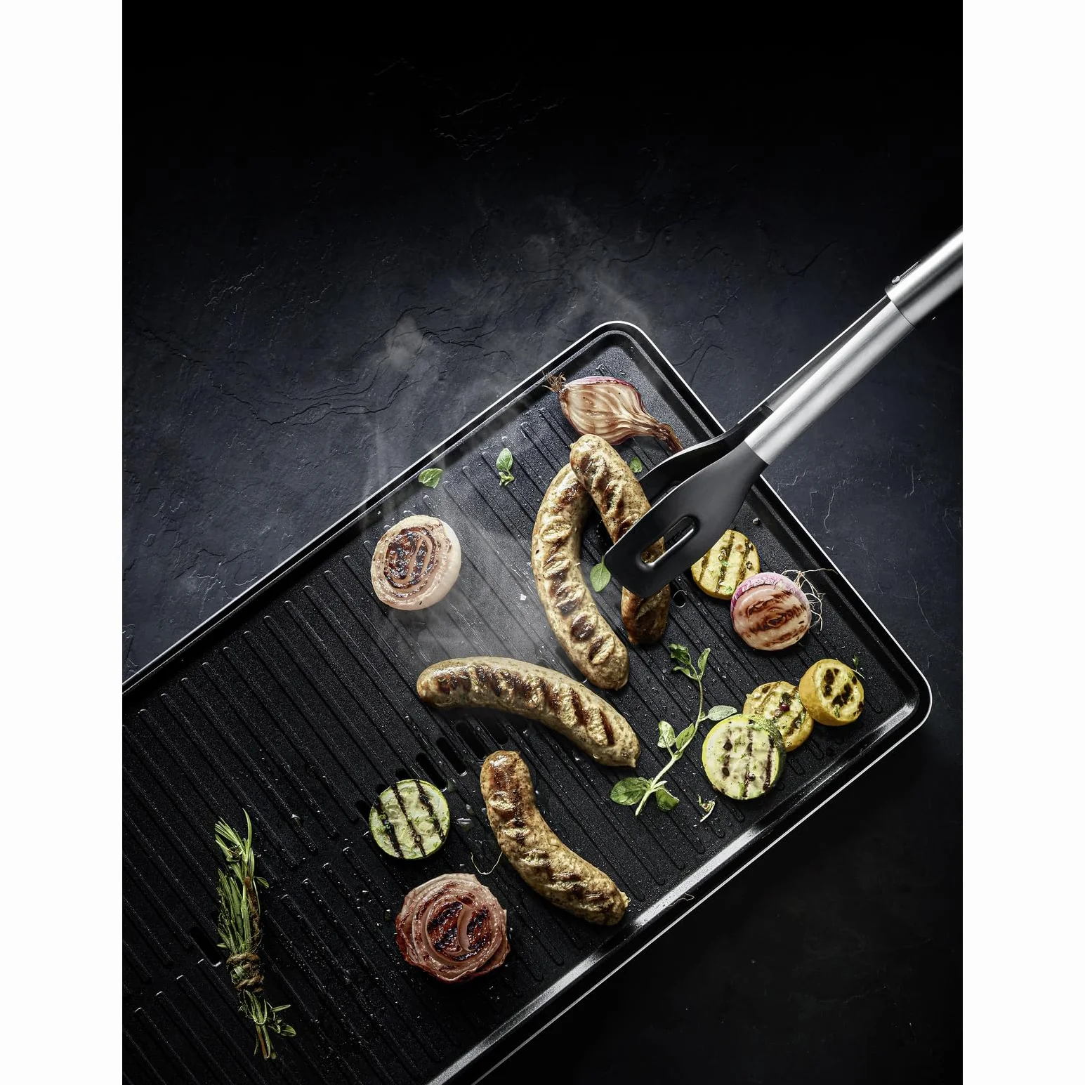 WMF BBQ - Pinzas para Barbacoa 32,5 cm, Pinzas para filetes, Pescado, Verduras, con Mecanismo de Bloqueo para Ahorro de Espacio, Acero Inoxidable Cromargan 18/10, Apto para lavavajillas