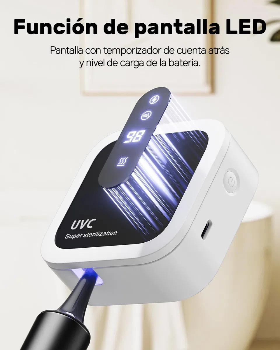 Esterilizador de Cepillos Doble UV-C y UV-A, Soporte de Cepillos de Dientes Montado en Pared con Función de Secado por Aire, Ideal para Baño, Uso Personal y Viaje (Blanco1)