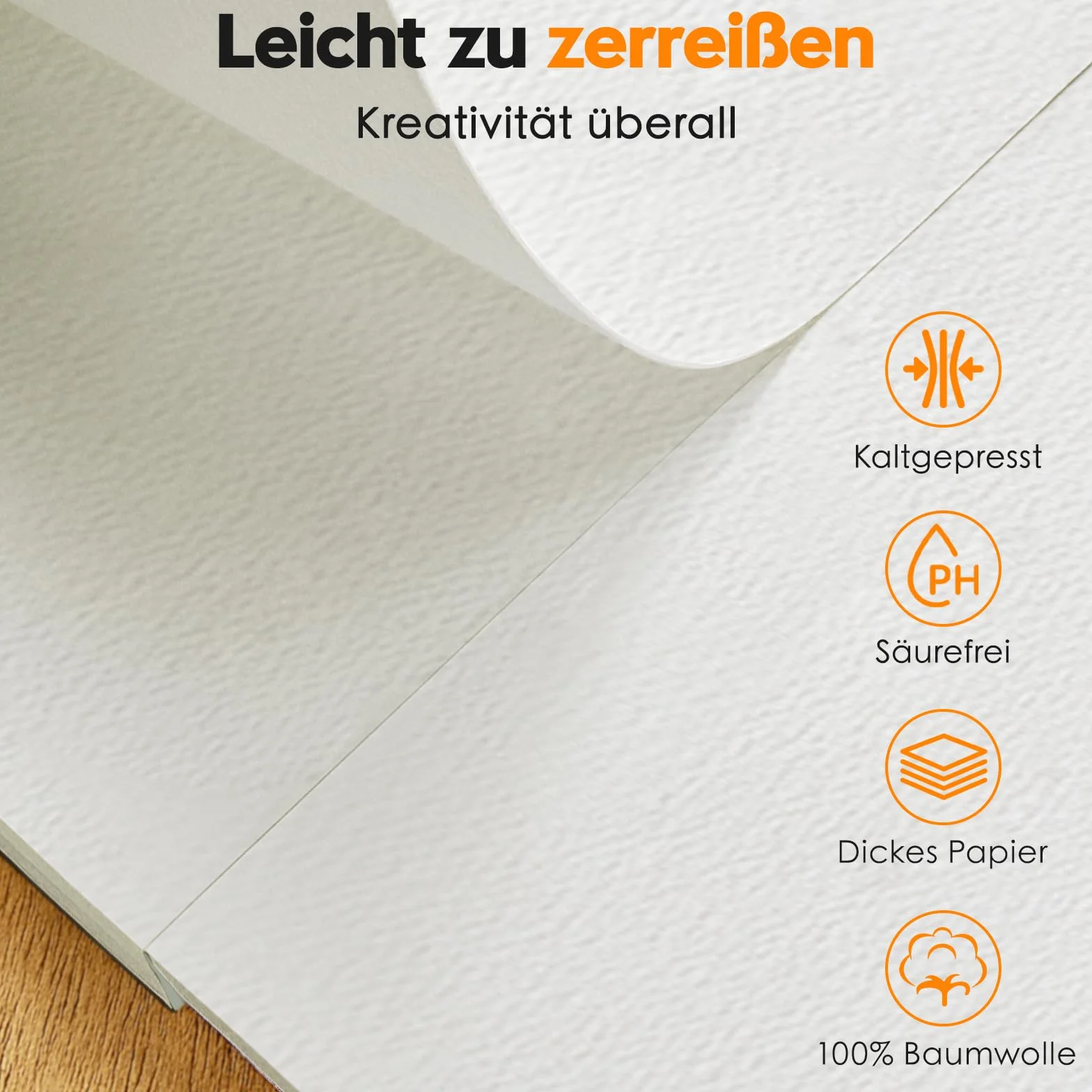 KOVIEDE Papel de acuarela 100% algodón A4, 30 hojas de 300 g/m², papel de acuarela para acuarelas, cuaderno de bocetos de acuarela, papel acuarela para estudiantes, principiantes, cuaderno de bocetos