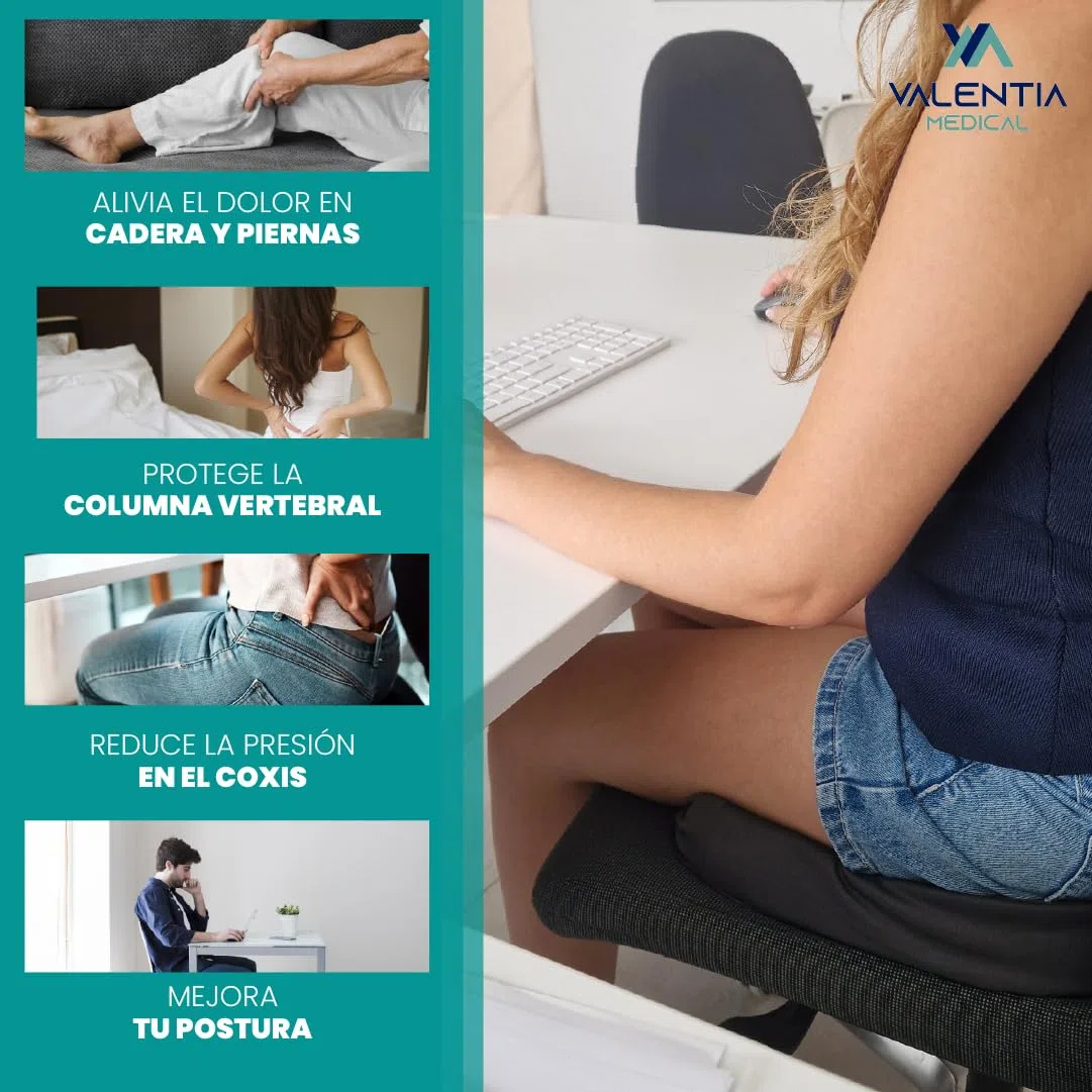 Cojín Viscoelástico Ergonómico para Coxis Firmeza Suave, Espuma Viscoelástica con Funda Lavable, Antideslizante para Silla de Ruedas Oficina Coche Gaming, Negro