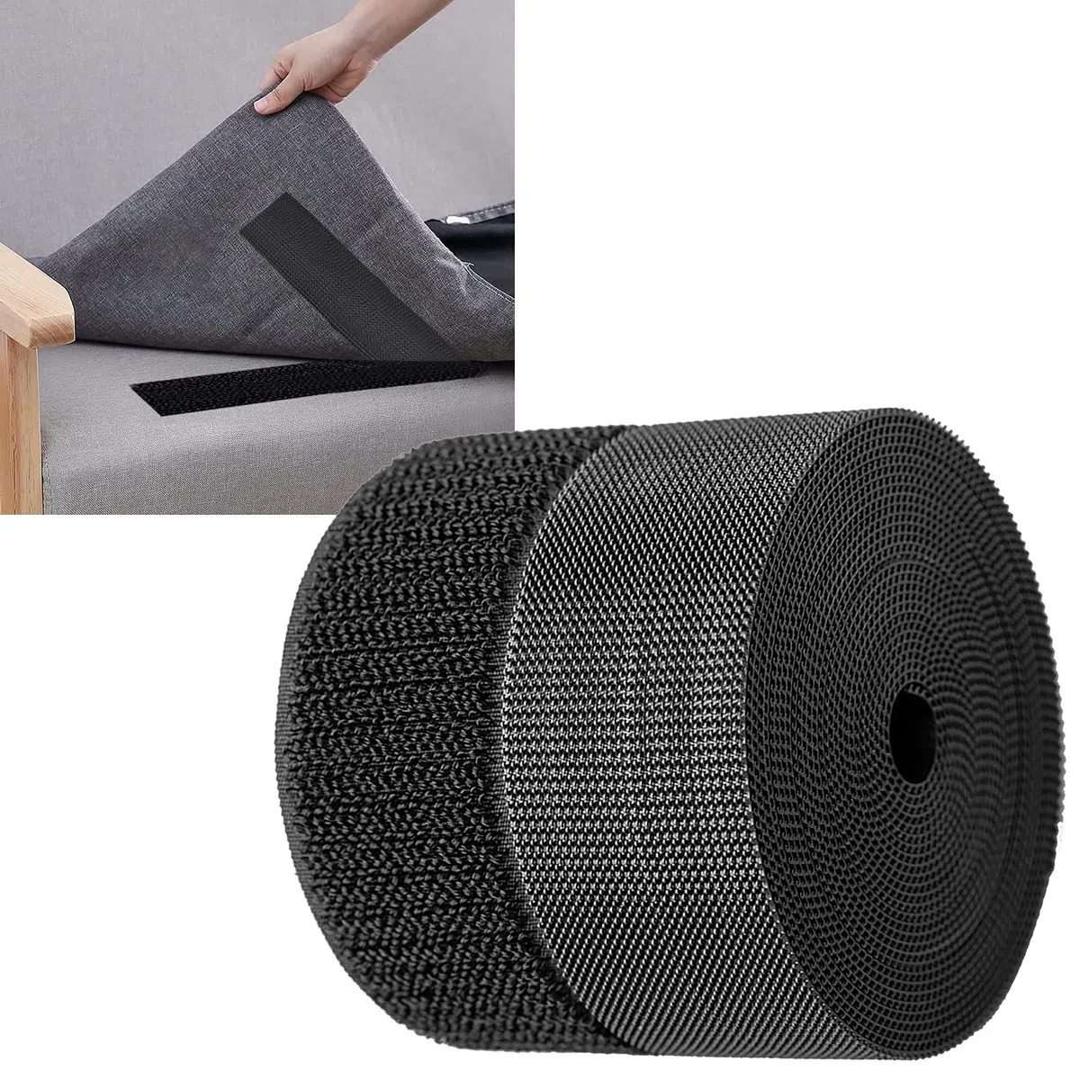 TEUVO Coudre Belcro para Tejidos y Ropa, 50mm x 6M No Adhesivo Hook y Loop Cinta de Tela para Proyectos de Bricolaje y Costura
