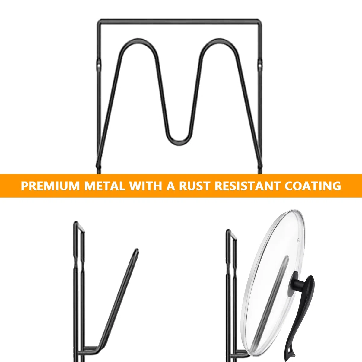 Aisny Soporte Autoadhesivo de Metal para Tapa de Olla y Sartén - 3 Ranuras, 2 Piezas, Organizador para Pared de Puerta de Armario
