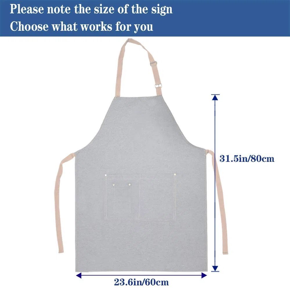 xinding Delantales para mujer, delantales de cocina de mezclilla, delantales ajustables con múltiples bolsillos para hombres y mujeres, delantales de chef unisex lavables a máquina para manualidades