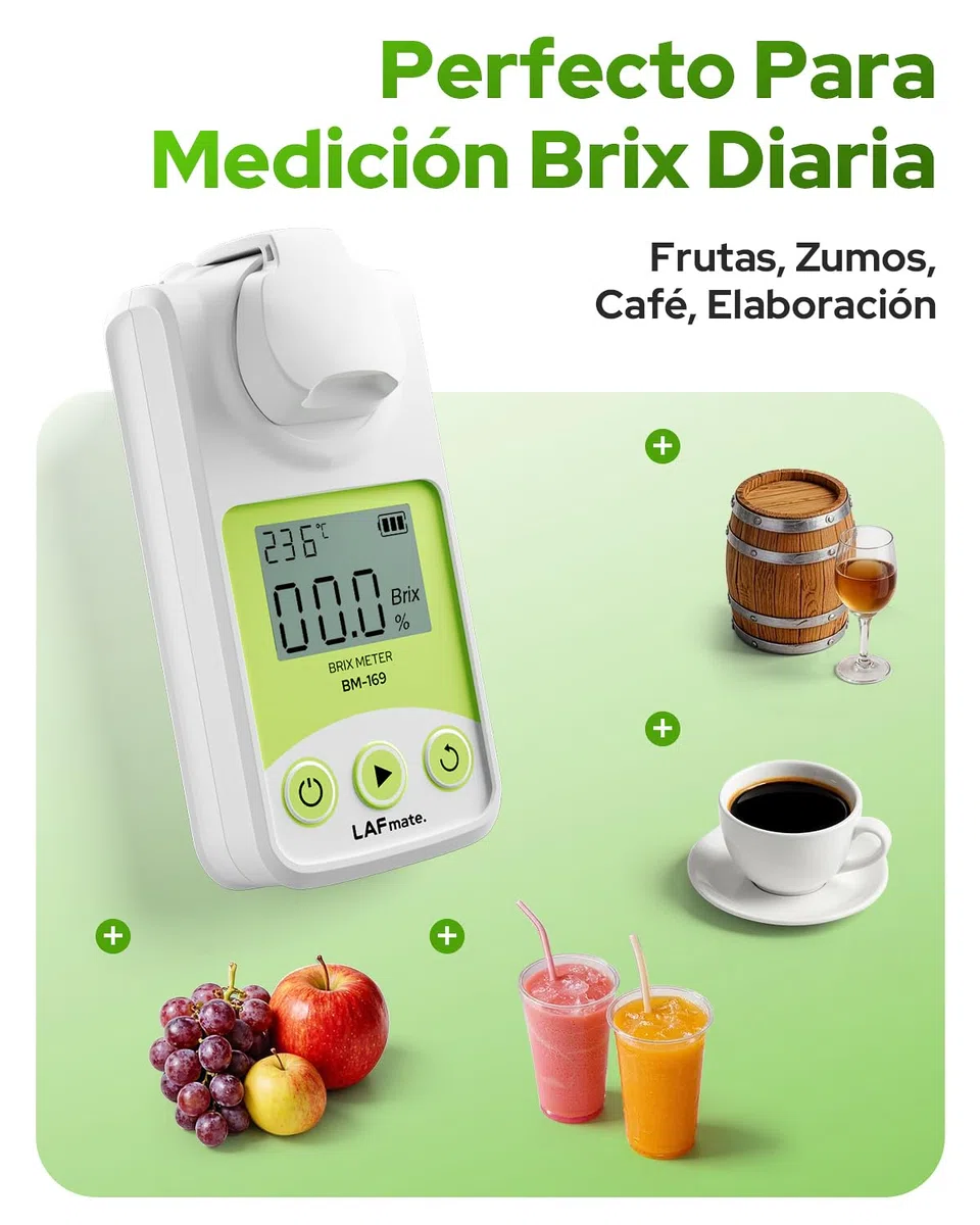 Refractómetro Digital, rango 0-55% Brix para Vinificación y Elaboración de Cerveza Casera. Refractómetro Brix con ATC para Café, Jugos y Frutas
