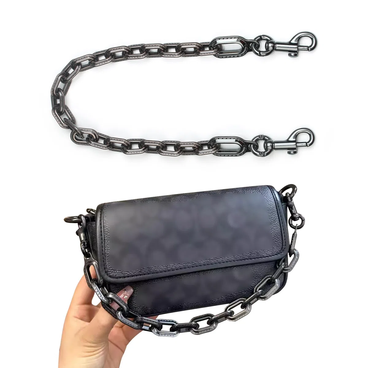 jiesinlov Correa de cadena para bolso de mano, cadenas de hierro con hebillas de metal de repuesto para bolsas de hombro (16.5 pulgadas)