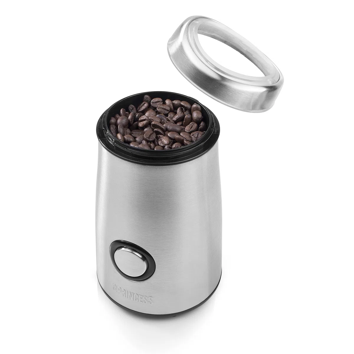 Princess 242196 Molinillo elétrico de café, nueces, hierbas o especias, 50 gramos de capacidad, carcasa de acero inoxidable, 150 W, Plata (01.242196.01.001)