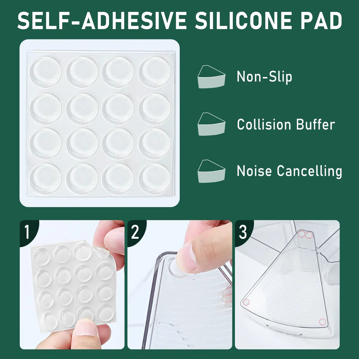 JEISSLIA Lazy Susan - Contenedores organizadores de gabinete, 10.2 x 9.4 x 4 Pulgadas, Almacenamiento de gabinete de Cocina de plástico Transparente, cuña de 1/8, Apto para Alimentos, sin BPA, con