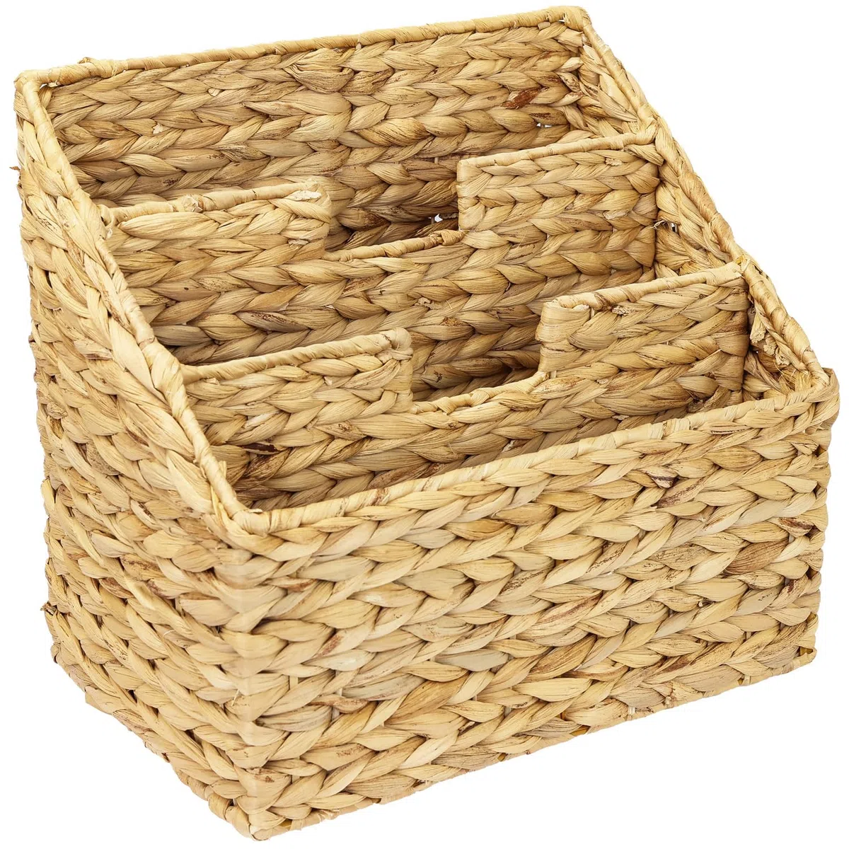 HMF Revistero de jacinto de agua trenzado, 3 compartimentos, 35 x 24 x 32 cm