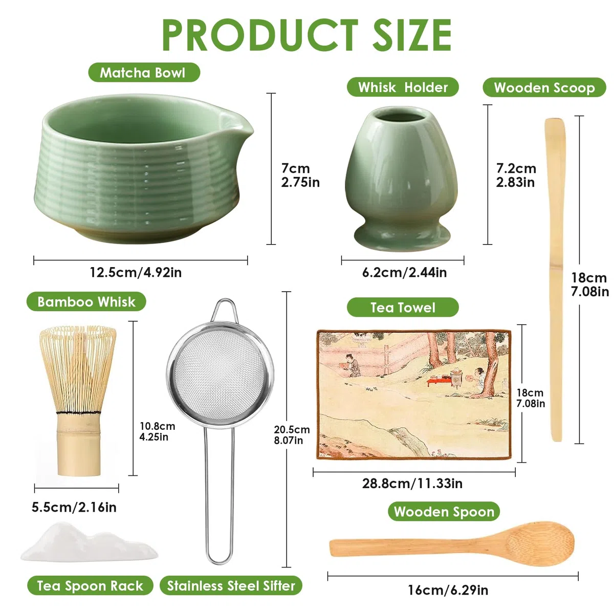 Matcha Kit - Té Matcha Kit de 8 Piezas, Juego de Té Matcha con Cuenco de Matcha, Batidor Matcha, Paño de Cocina,Kit Matcha para la Ceremonia del Té para Amantes Del Matcha