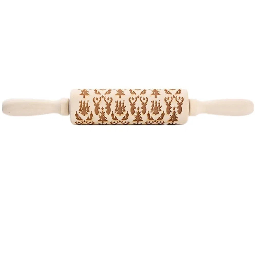 Rodillo para repujar， Rodillos de amasar Rodillo de madera Herramienta de cocina for hornear y grabar en relieve