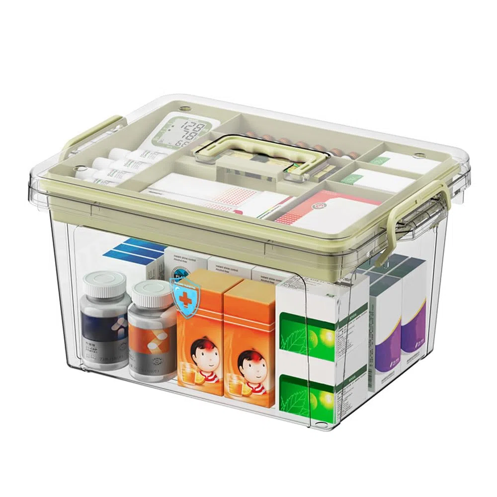 Caja Botiquín Medicamentos Organizador de Medicamentos en Casa Caja para Medicamentos con Compartimentos Caja Organizadora para Medicina Papelería Cosmética en Casa Oficina-31x21x17cm