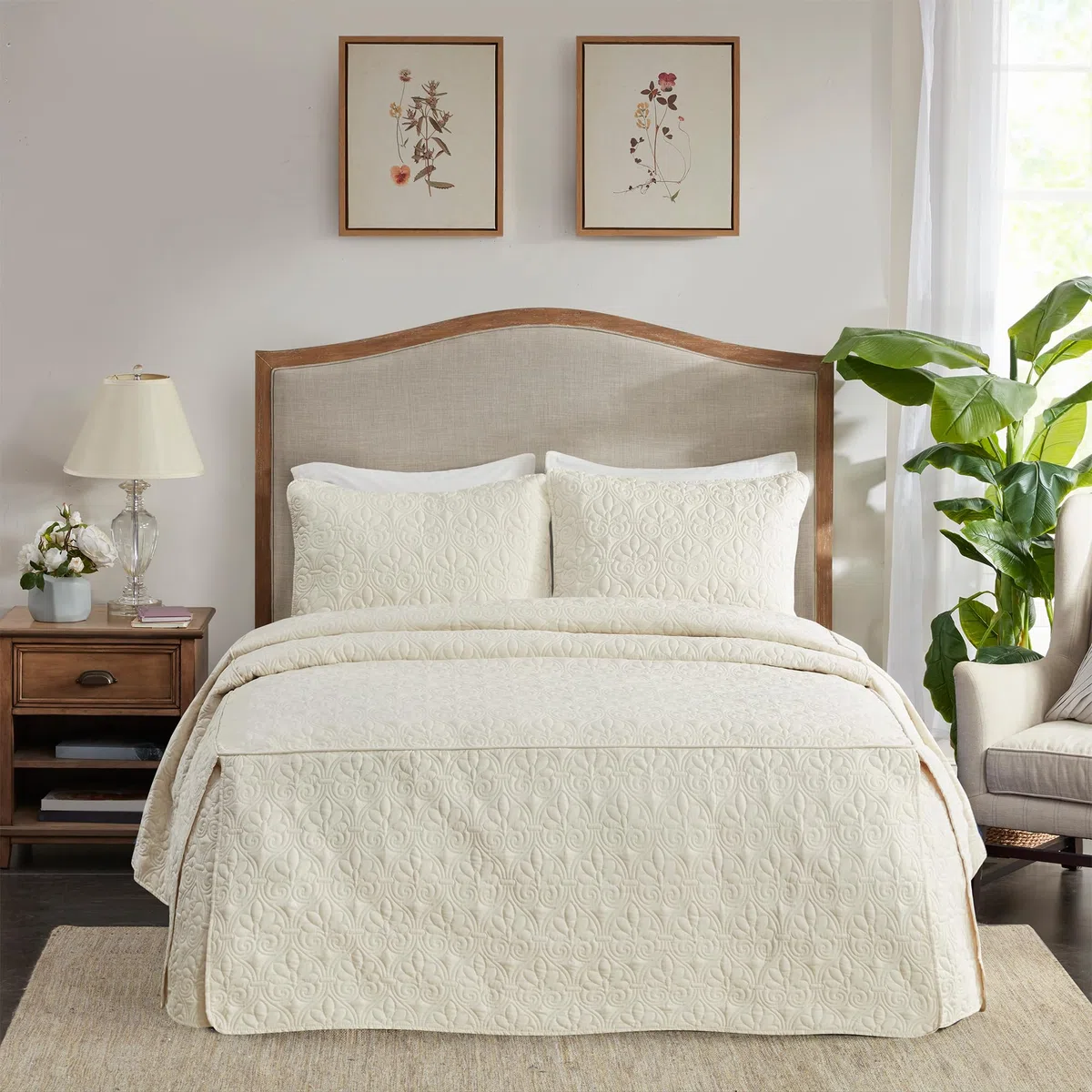Madison Park Quebec - Colcha Acolchada de Esquina Dividida, diseño clásico Tradicional para Todas Las Estaciones, Ligero, Juego de Ropa de Cama, Fundas a Juego, tamaño King (79 x 81 Pulgadas + 24 | Edredón de esquina dividida, ropa de cama para todas las