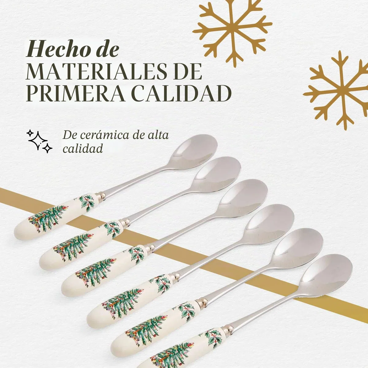Spode Juego de cucharas de té (en Caja, Acero Inoxidable, Multicolor, Juego de 6