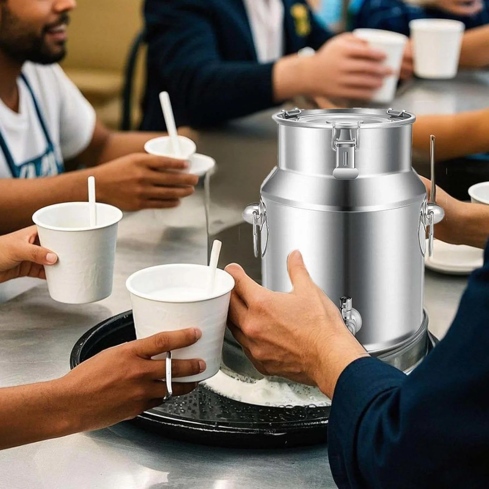 Contenedor de Líquidos de Acero Inoxidable con Grifo para Uso en Cocina y Transporte Portátil de Bebidas