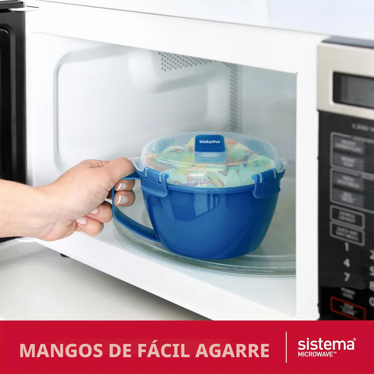 Sistema Recipientes para microondas | Taza para sopa para microondas, bol para gachas y bol para fideos | Recipientes para microondas con válvulas de liberación de vapor | Sin BPA | 3 unidades