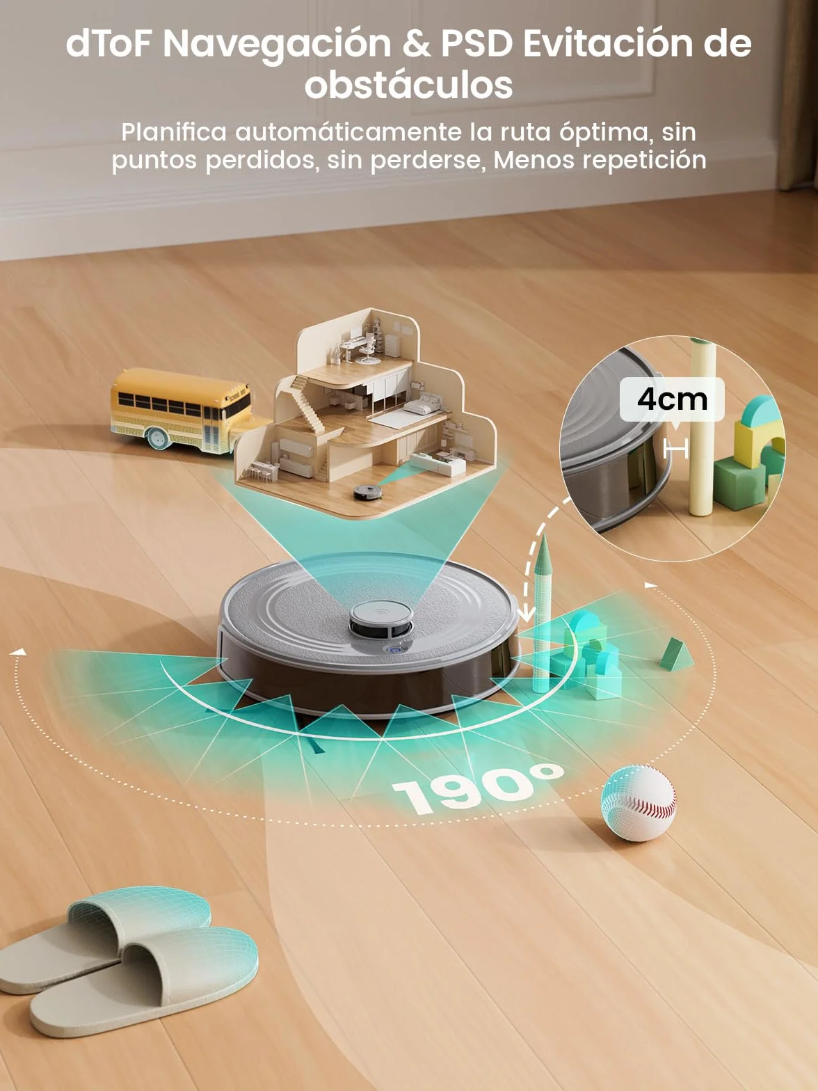 Lefant M2 Robot Aspirador y Fregasuelos 6000Pa, 160min Automático,Navegación Láser, Evitación PSD, Limpieza Personalizada, App/Alexa/WiFi, Ideal para Limpiar Mantas y Pelos Mascotas