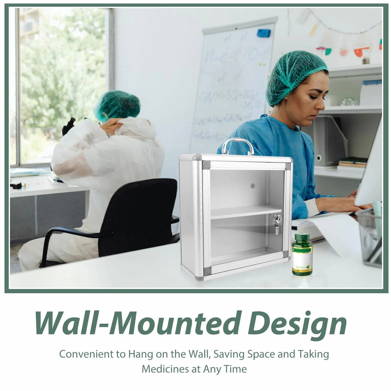 MERRYHAPY Botiquín de Pared Organizador para Almacenamiento de Medicamentos Estantes Ajustables para Uso en Hogar y Oficina