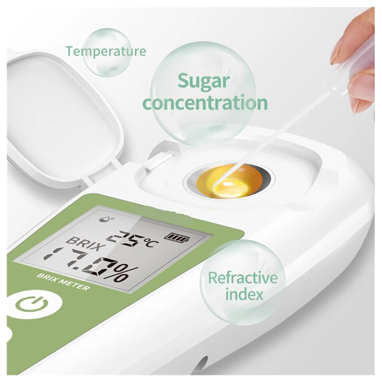 EDEDE Refractómetro, Refractómetro Digital 0-35%, medidor, medidor de Jugo de Frutas, Bebidas, Contenido de azúcar, Instrumento de medición, medidor de azúcar para Alimentos azucarados