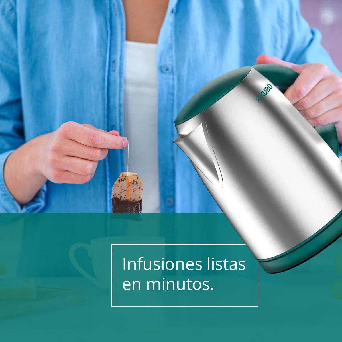 KUBO - Hervidor de Agua Eléctrico - Fabricada en Inox - Filtro Antical y Anti Impurezas - Potencia: 2200W - Capacidad: 1,7l