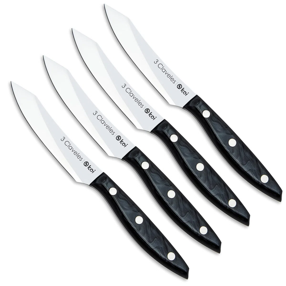 SET 4 CUCHILLOS CHULETEROS DE ACERO INOXIDABLE CON MANGO DE MADERA DE WENGUE EOS 11,5 cm - 4,5" E 3C