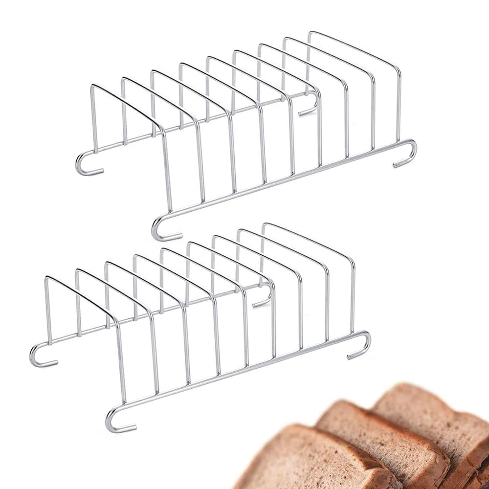 Soporte para tostadas 2 Piezas Porta Tostadas de Acero Inoxidable Soporte Pan Tostado Toast Rack Rejilla para Pan Tostadas Rack Porta Comedor Soporte de Refrigeración