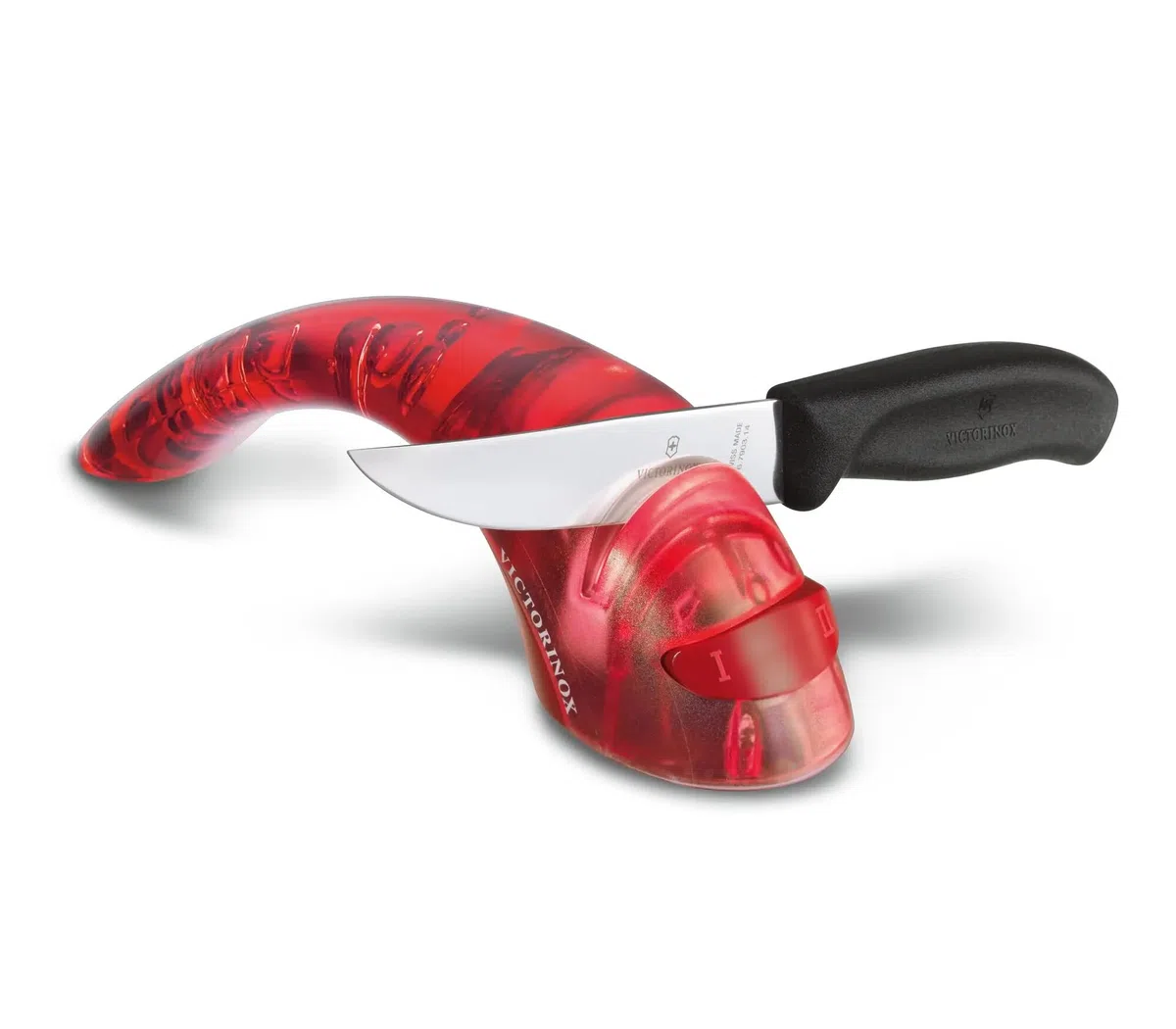Victorinox Afilador de cuchillos con rodillos cerámicos para uso doméstico, 2 etapas, manejo seguro, para diestros y zurdos