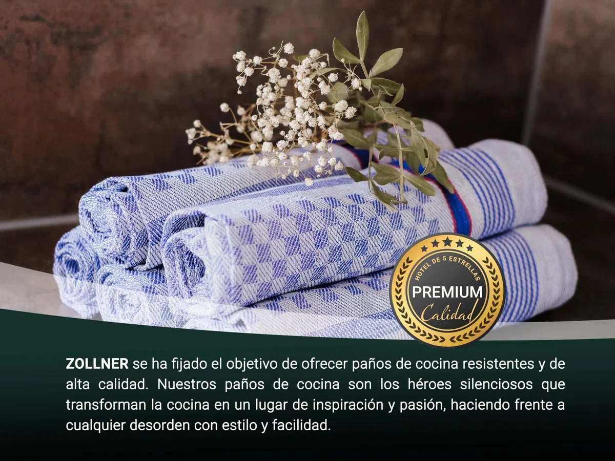 ZOLLNER 10 Trapos de Cocina Grandes, algodón, 45x90 cm, a Cuadros Azules