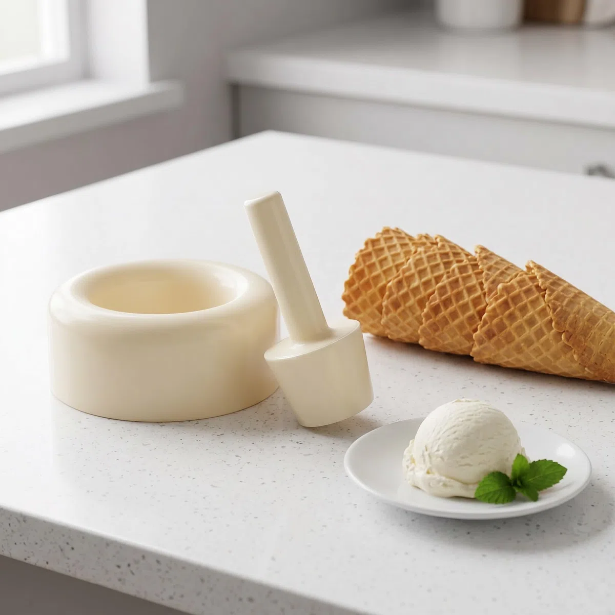 Operitacx Juego de 3 herramientas para formar conos de gofre, moldes para conos y cuencos de helado, moldes de plástico para rollos de huevo para repostería casera, rodillo reutilizable para cuernos