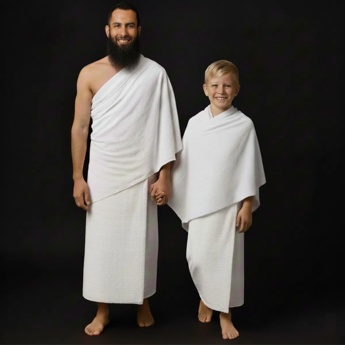 Ihram para Hombres 2 Piezas 1300 g – 100% Microfibra Premium para Hajj y Umrah | Tejido Ligero, Suave, Sin Olor, No se Pega al Cuerpo Secado Rápido y Confort Máximo
