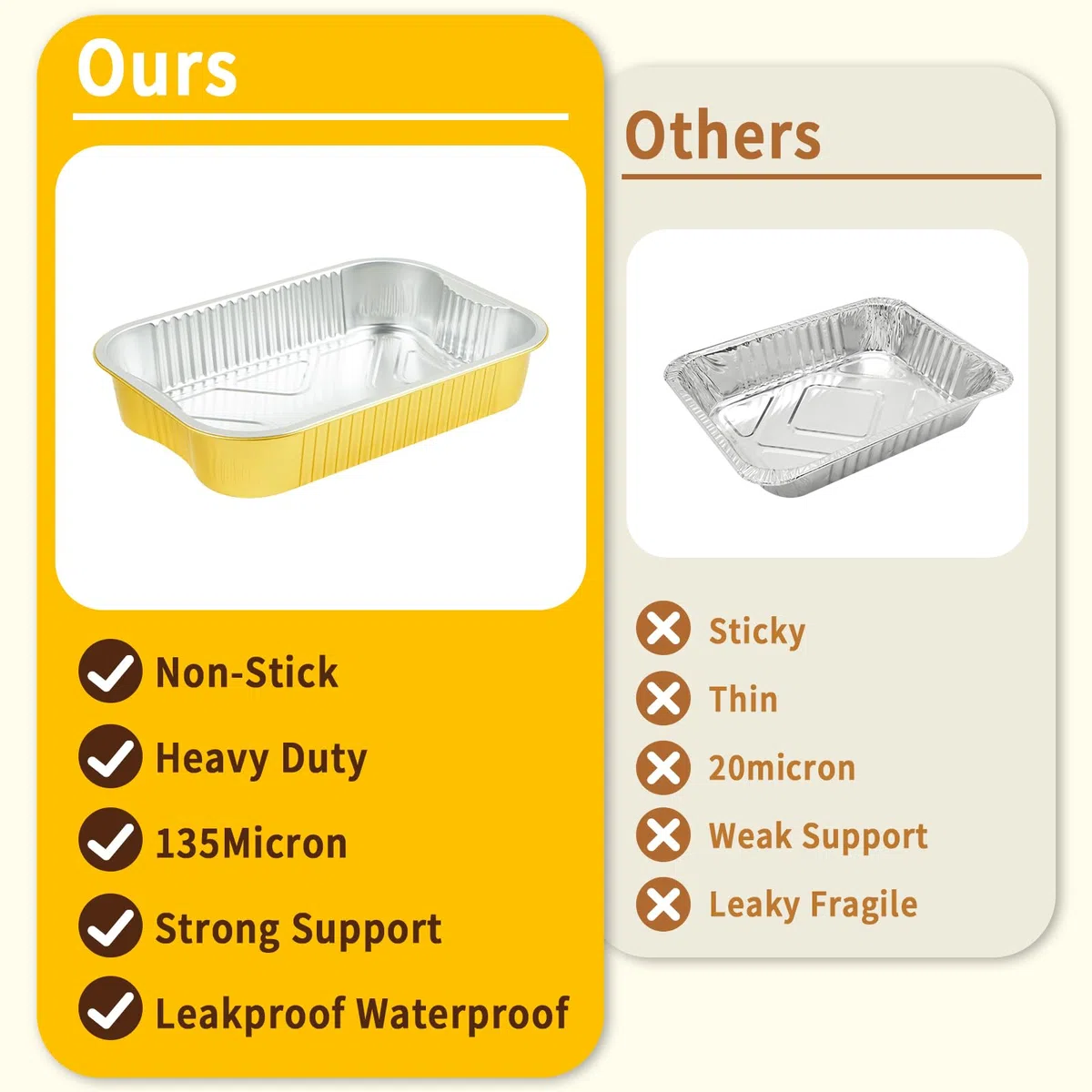 Paquete de 30 sartenes de aluminio de tamaño medio de 9 x 13 pulgadas, extra resistentes, desechables, de papel de aluminio dorado, contenedor de alimentos de doble grosor para hornear,
