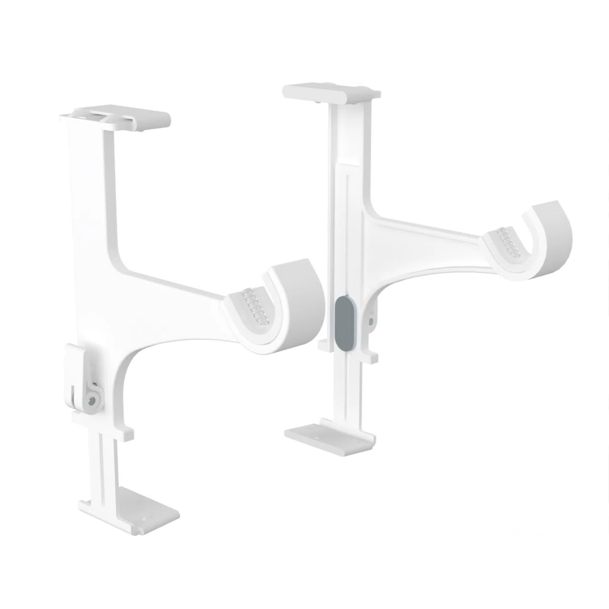 Juego de 2 soportes para varillas de cortina, sin perforación y con adhesión, fijación para cajón de persianas, 14-24 cm, D20-28 mm, blanco, calidad francesa