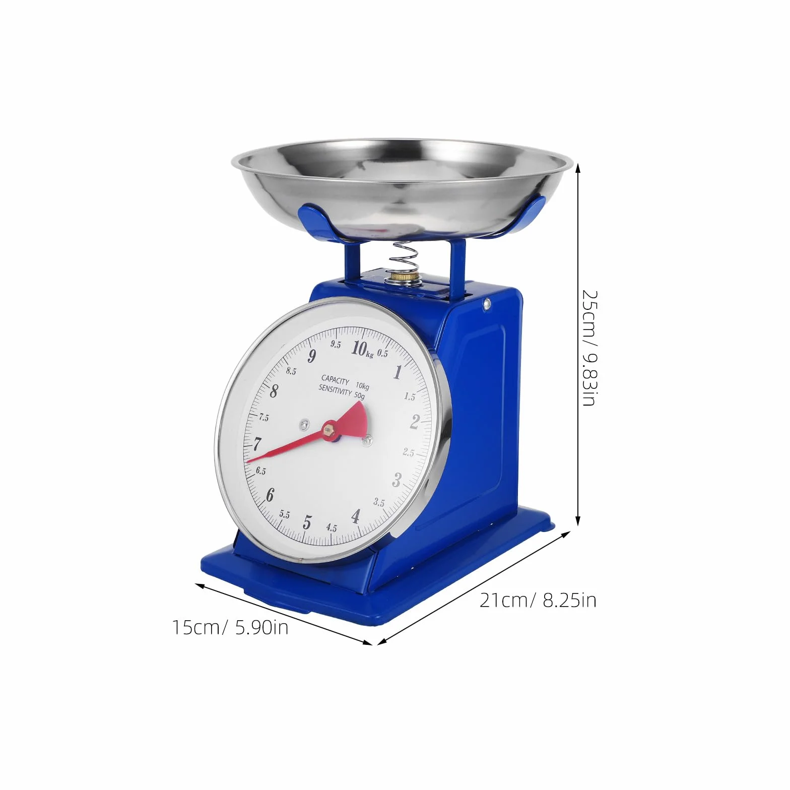 UKCOCO 10kg Báscula de Cocina Mecánica Vintage con Plato Acero Inoxidable Extraíble Precisión Ajustable sin Baterías para Preparación de Comidas y Repostería