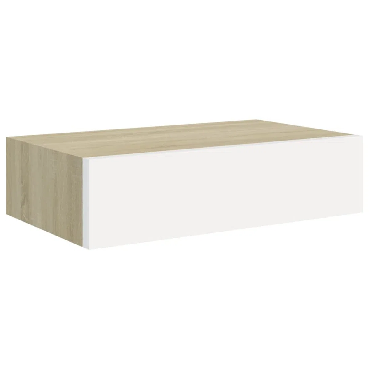 Gecheer 2 uds Estantes de Pared con cajón,Estanteria Pared,Baldas flotantes,Mesilla de Noche,Estantes de Pared, Armario Suspendido,Estanteria para Trasteros, MDF Roble y Blanco 40x23,5x10cm
