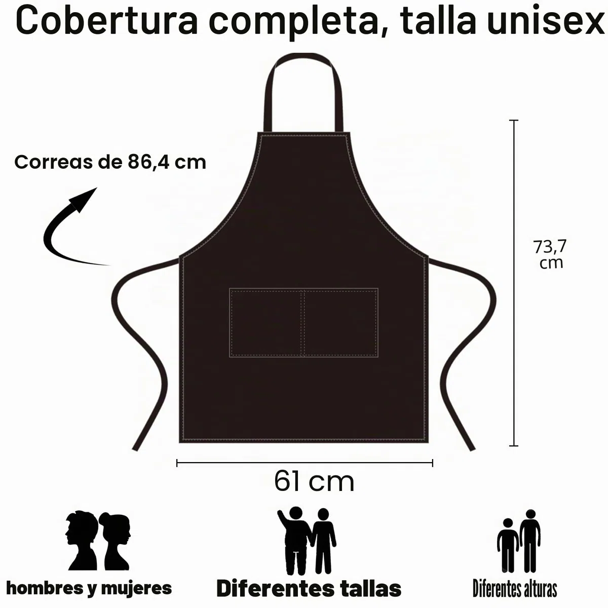 NOBONDO, Delantales unisex con 2 bolsillos espaciosos, lavables a máquina para cocina, manualidades, barbacoa o dibujo, 12 unidades, Negro