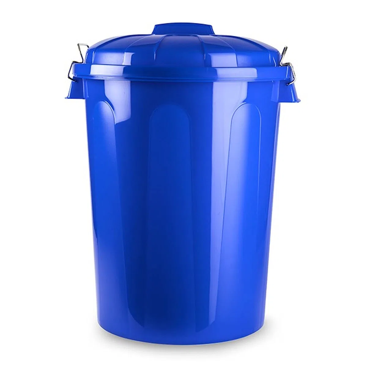 Tradineur - Cubo de Basura con Asas metálicas y Tapa, plástico Resistente, contenedor de residuos, Papelera, Reciclaje, Industrial, hogar, Fabricado en España (Azul, 70 litros)