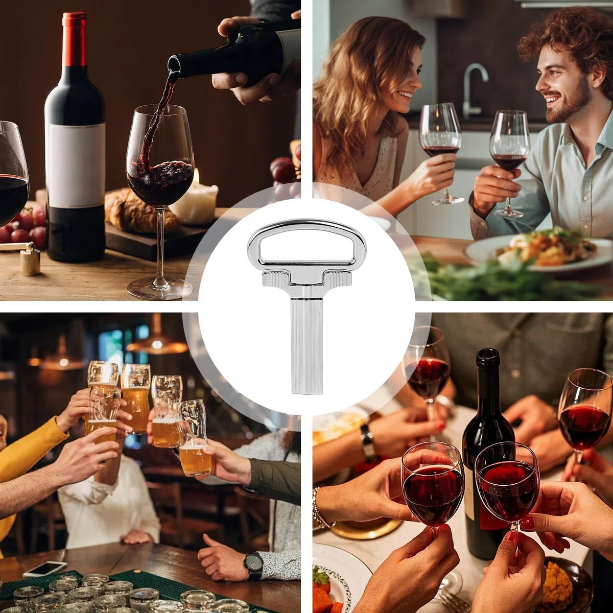 Sacacorchos De Doble Uña - Abridor De Cerveza | Sacacorchos Portátil Para Profesionales Hogar Exteriores Acampada Picnic Viaje Celebración