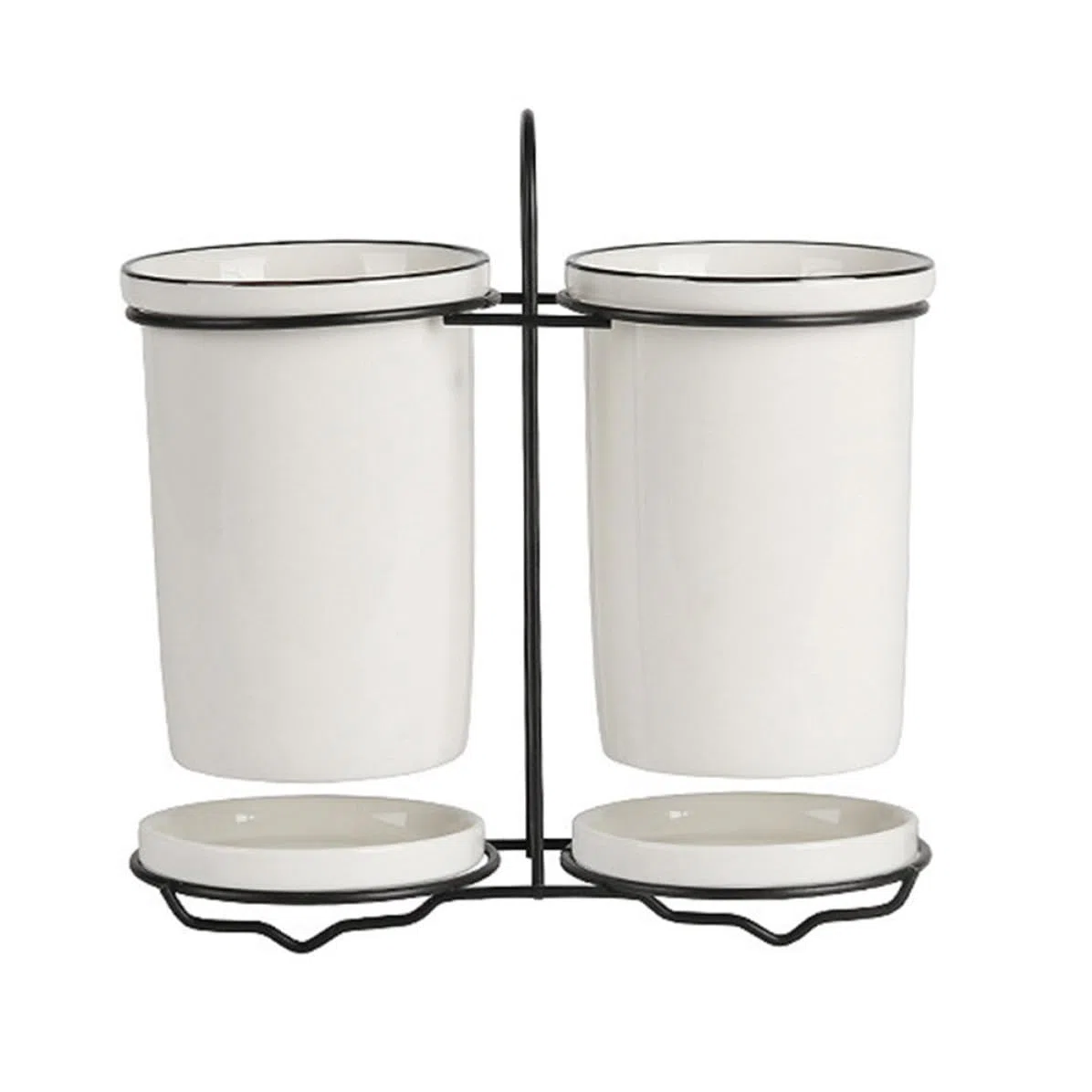 STOBAZA Soporte Función de Escurridor y Almacenamiento de Cerámica Blanco para Cubiertos y Palillos para Cocina Moderna