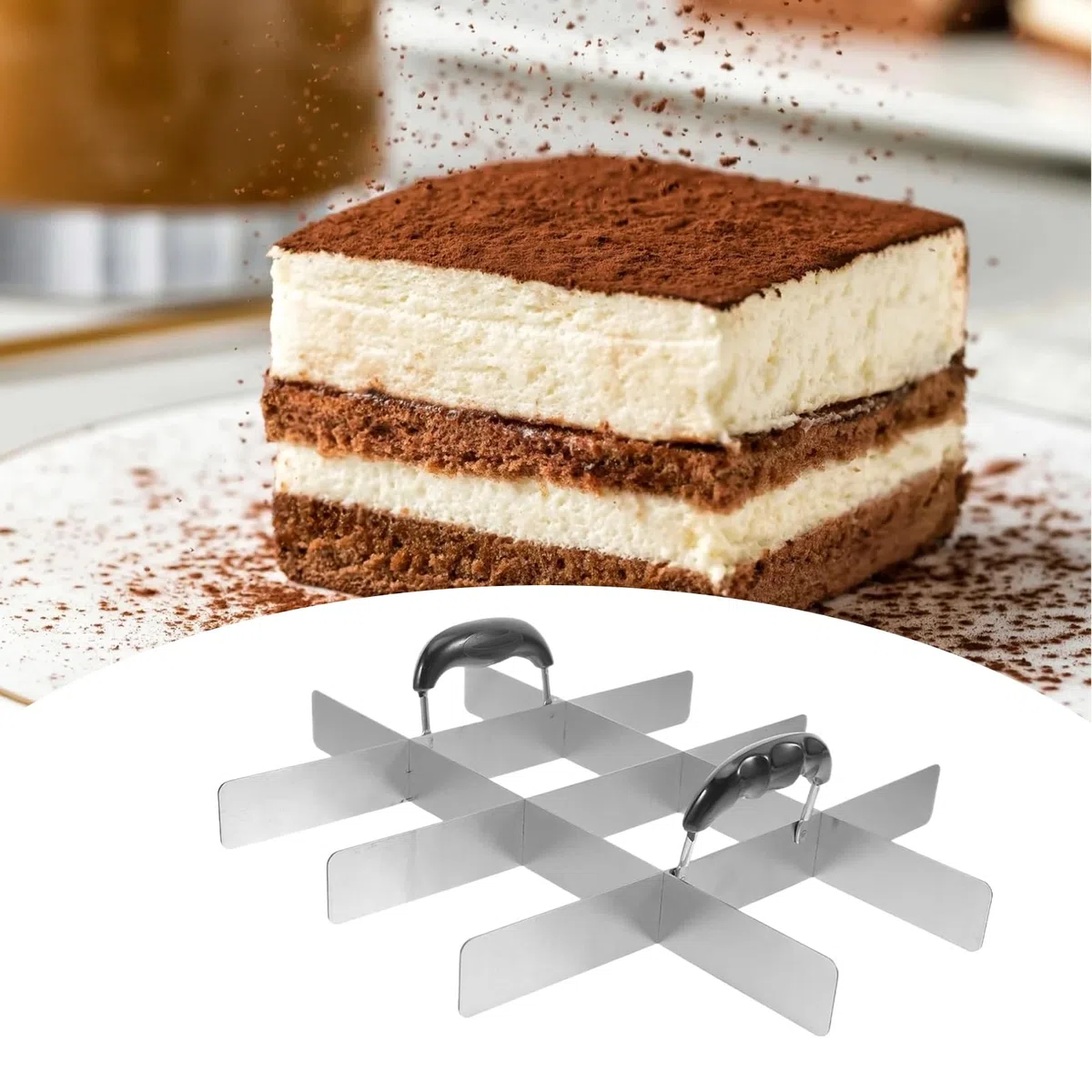 Cortador Cuadrado para Postres | Cortador Cuadrado De Acero Inoxidable con Mango | Utensilio De Repostería para Flan Arroz Restaurante Hogar - para Hogar Cumpleaños Hornear Y Picnic
