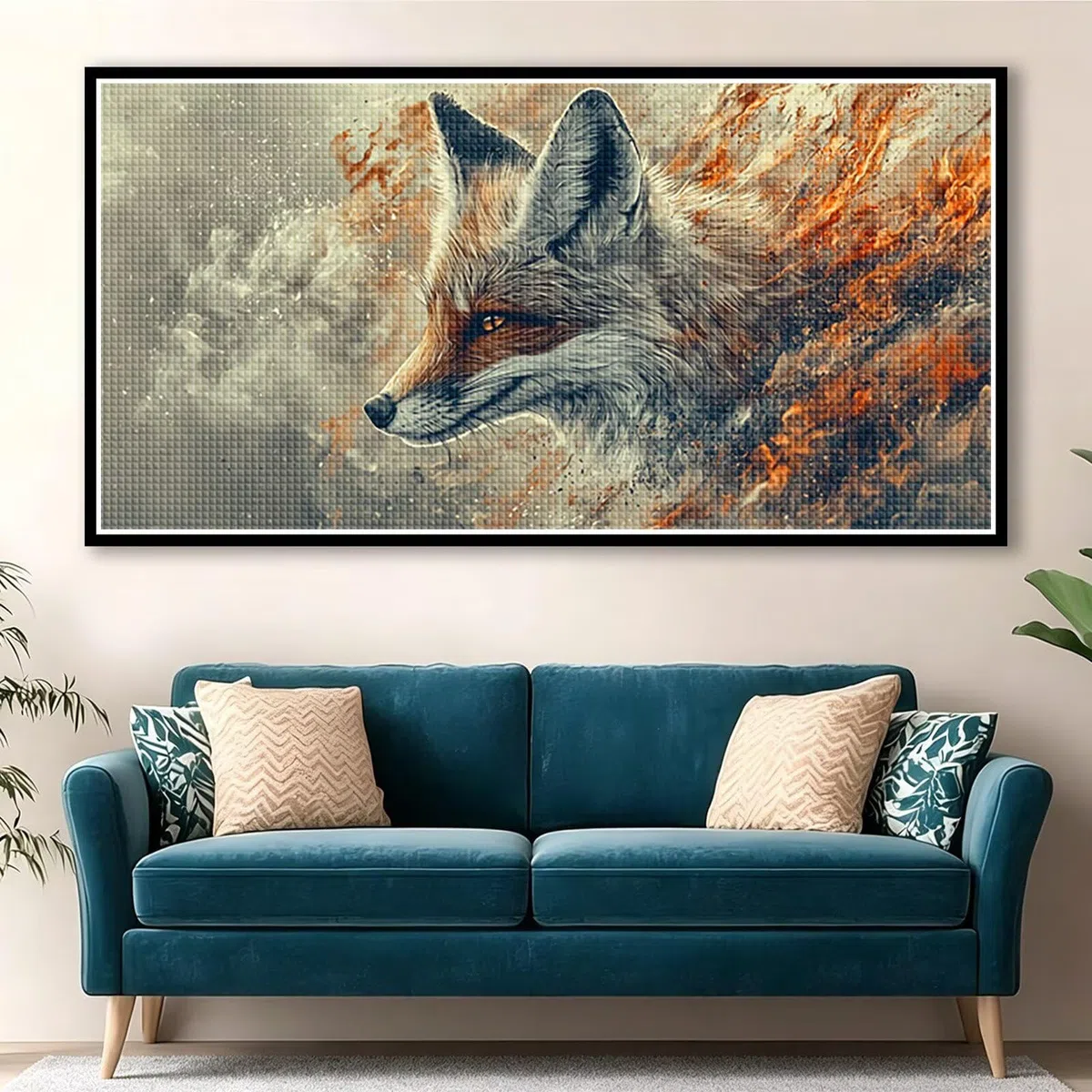 Diamond Painting Adultos Animal Pintura Diamante, Zorro Diamond Painting 5D Completo, DIY Cuadrado Bordado Punto de Cruz Cuadros de Diamantes Kit para Decoracion Hogar, Regalo Mujer 160x80cm 0J-838