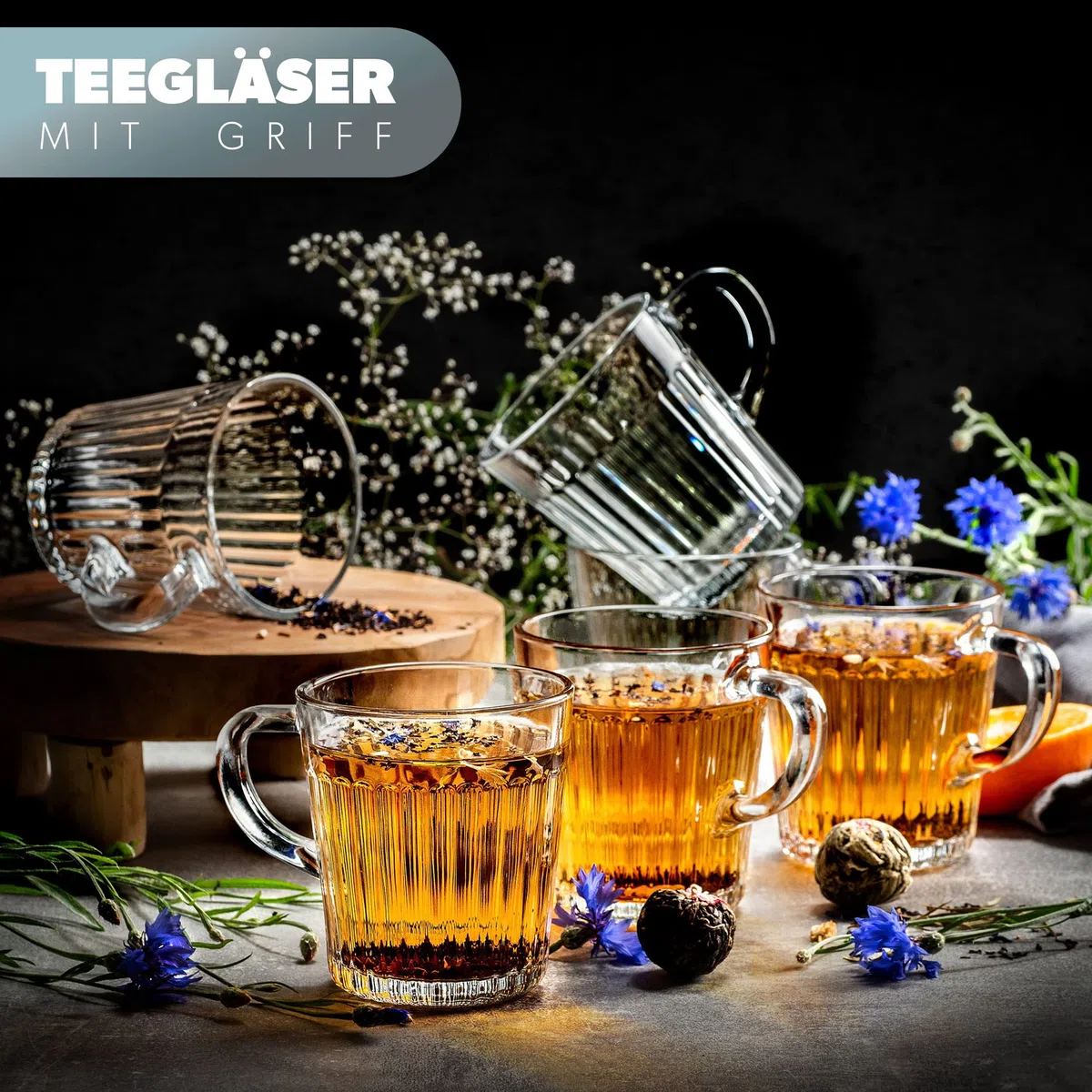 KADAX Tazas de Cristal 250ml, Vasos de Vidrio Transparente con Asa para Café, Té, Capuchino y Bebidas Calientes, Aptos para Lavavajillas (Juego de 6)
