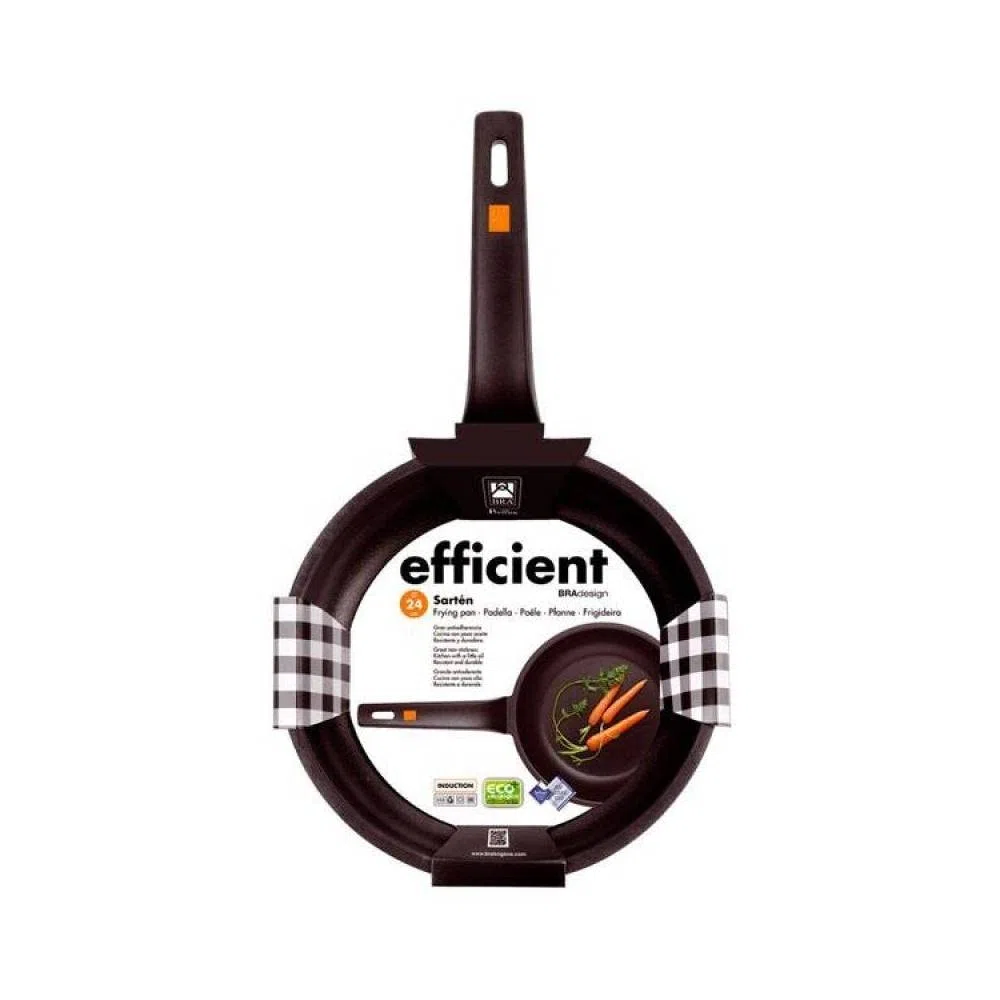 BRA Efficient Orange | Sartén de 20 cm, aluminio fundido con antiadherente Platinum Plus, apta para todo tipo de cocinas incluida inducción