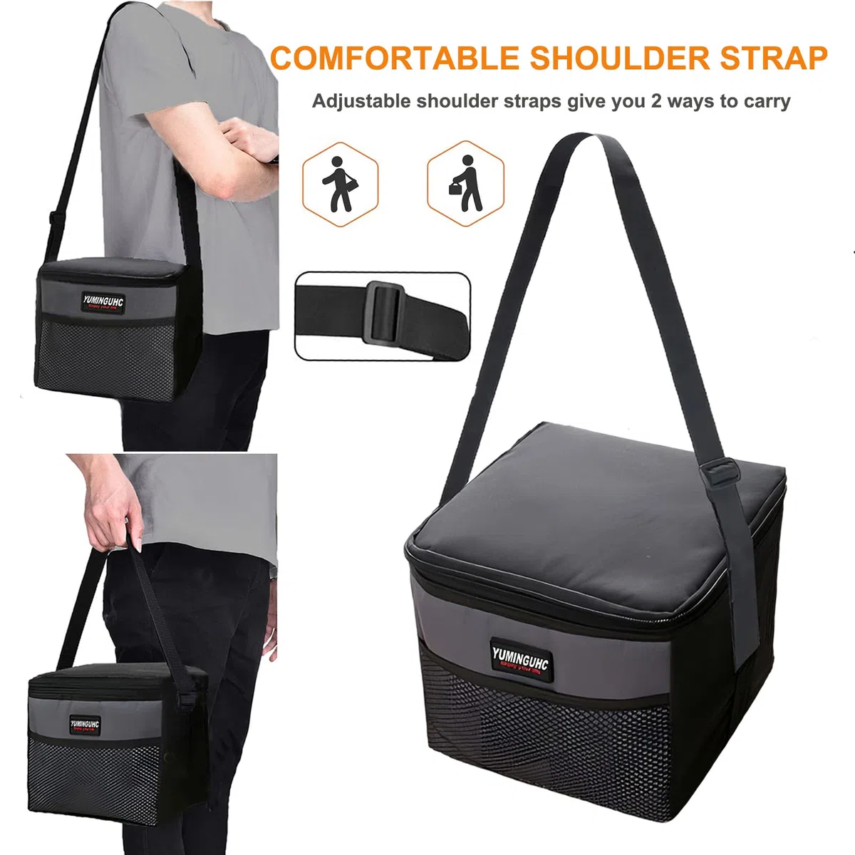 Lonchera térmica reutilizable de 5 L para hombres y mujeres, bolsa térmica para adultos, niños, trabajo, escuela, picnic (gris)