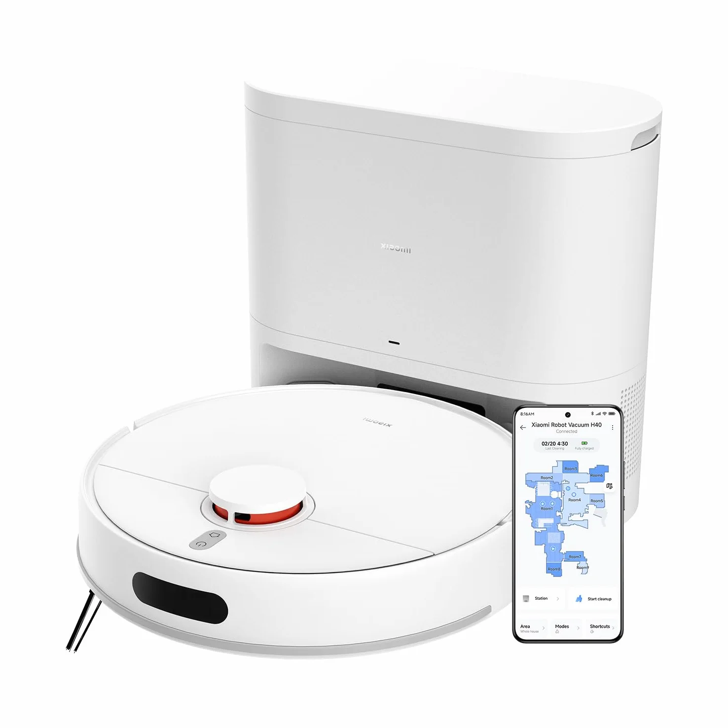 XIAOMI Robot Aspirador H40, 10000Pa Succión Robot Aspirador y Fregasuelos,Navegación Láser LDS Aspirador Robot,180 Min de Autonomía, Control por Voz/App, para Pelo de Mascotas y Suelos Duros