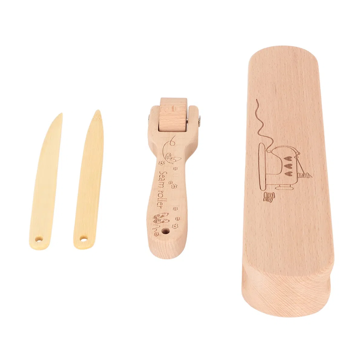 Leoapcat Clapper de Sastre, Juego de Badajo de Sastre de Madera de Haya con Rodillo de Costura para Acolchar para Coser Acolchados para Aplanar Telas, Presionar Puntos, Arrugas de Ropa, Bordado