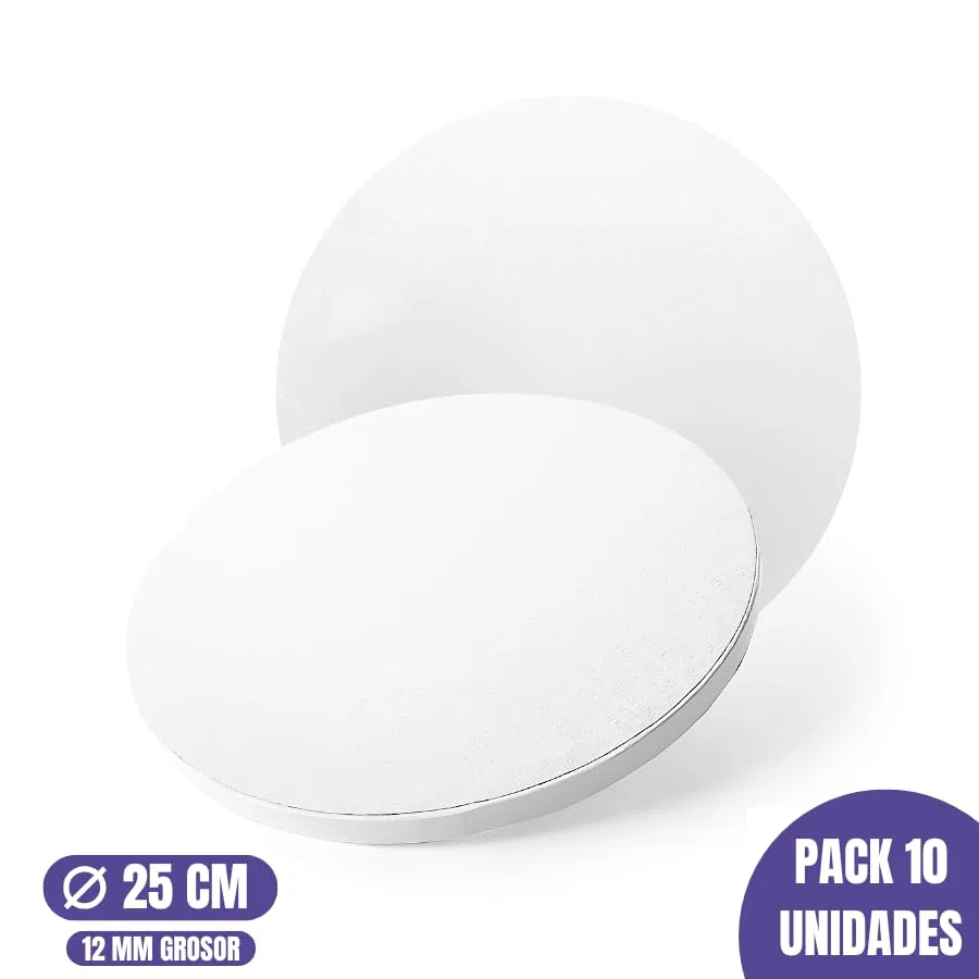 GLOTOMANIA - Base para Tarta Redonda Blanca - 25 X 1,2 CM (10)