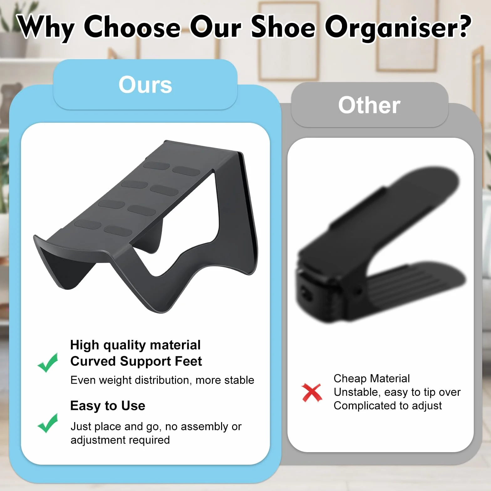10pcs Organizador Zapatos, Antideslizante Organizador de Zapatos para Armario, Guarda Zapatos Armario de Plástico PP, Ahorro de Espacio Shoe Organizer Exhibidor para Zapato Tacón Zapatillas (Gris)