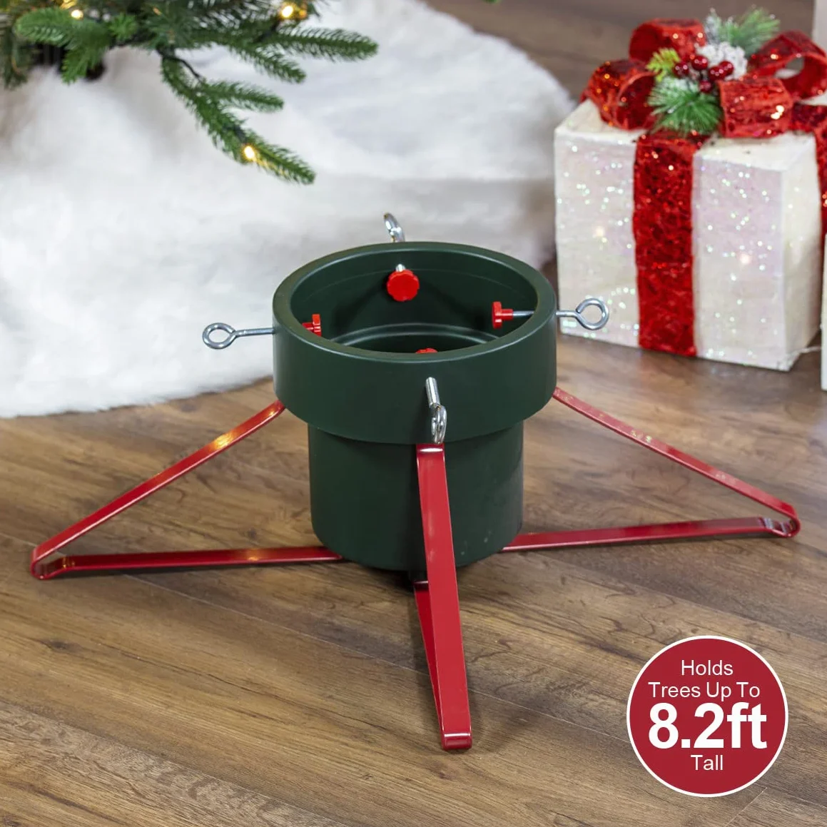 The Christmas Workshop 70509 - Soporte para árbol de Navidad para árboles de hasta 2,5 m de Alto y 14,5 cm de diámetro, Capacidad para 2,8 L de Agua, 57 cm x 57 cm x 21,5 cm